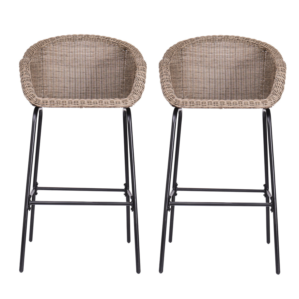 Ladd Outdoor Metal Wicker Barstool, Set of 2