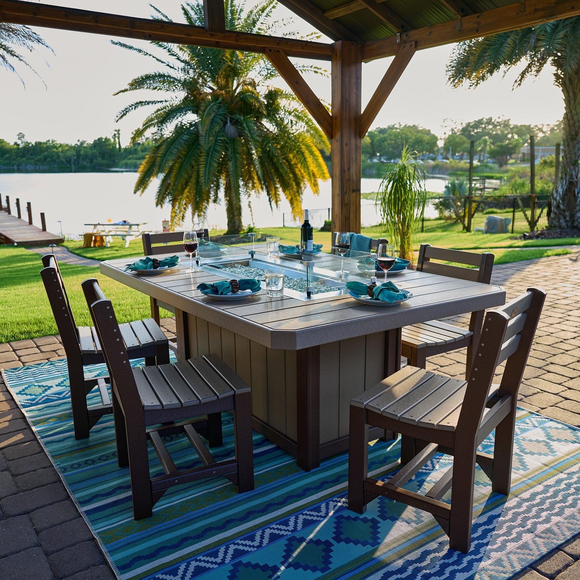 Lumin Fire Pit 79" Rectangular Table from LuxCraft