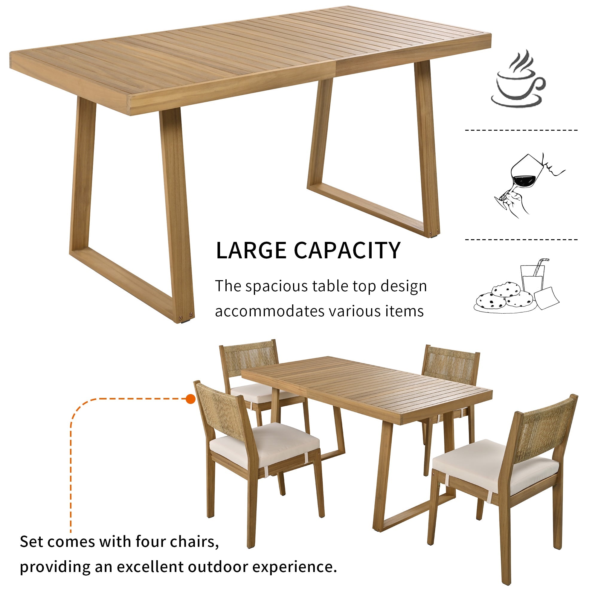 Outdoor Acacia Wood Dining Table Set