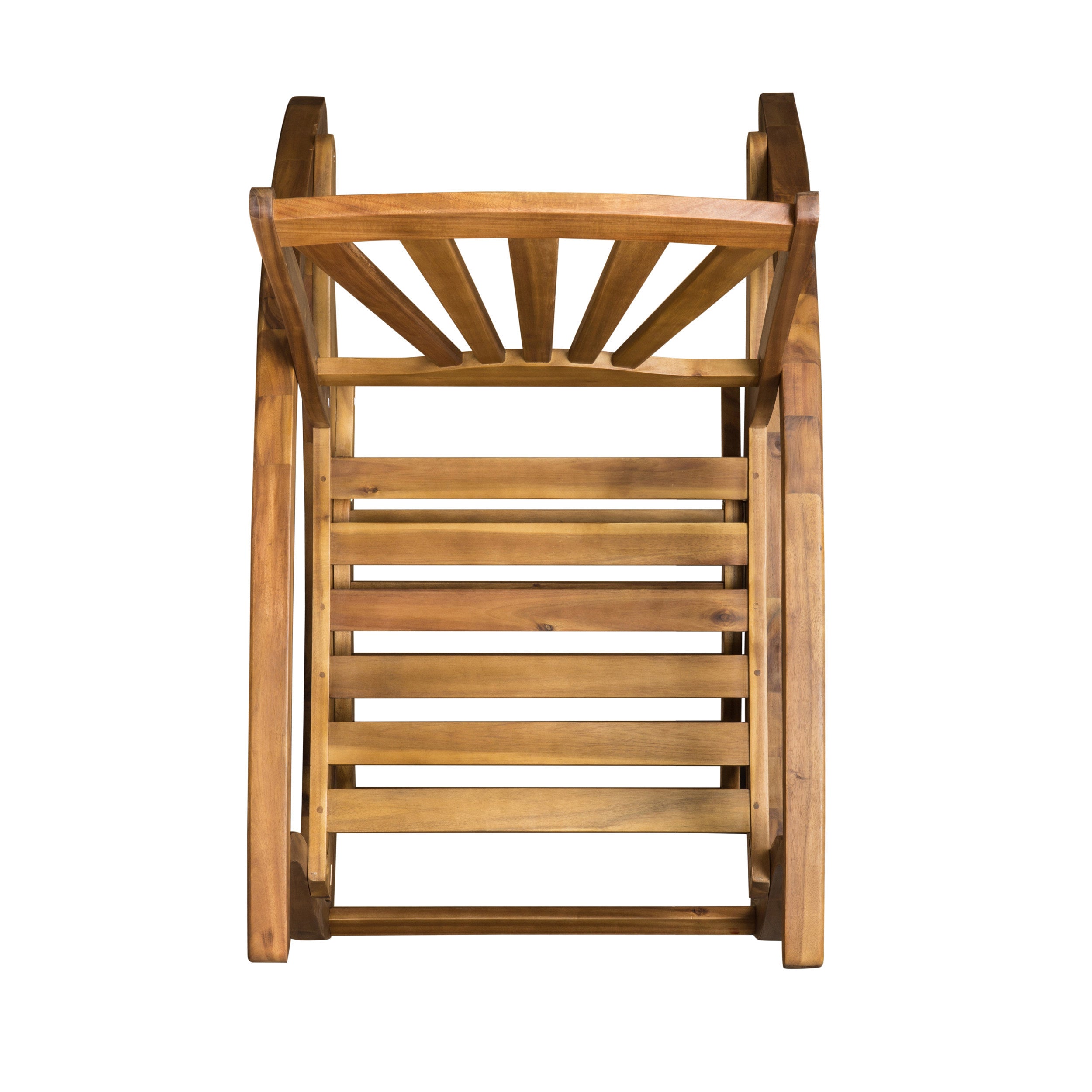 Outdoor Acacia Wood Rocking Chair with Retractable Foot Rest