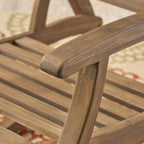 Outdoor Acacia Wood Rocking Chair with Retractable Foot Rest