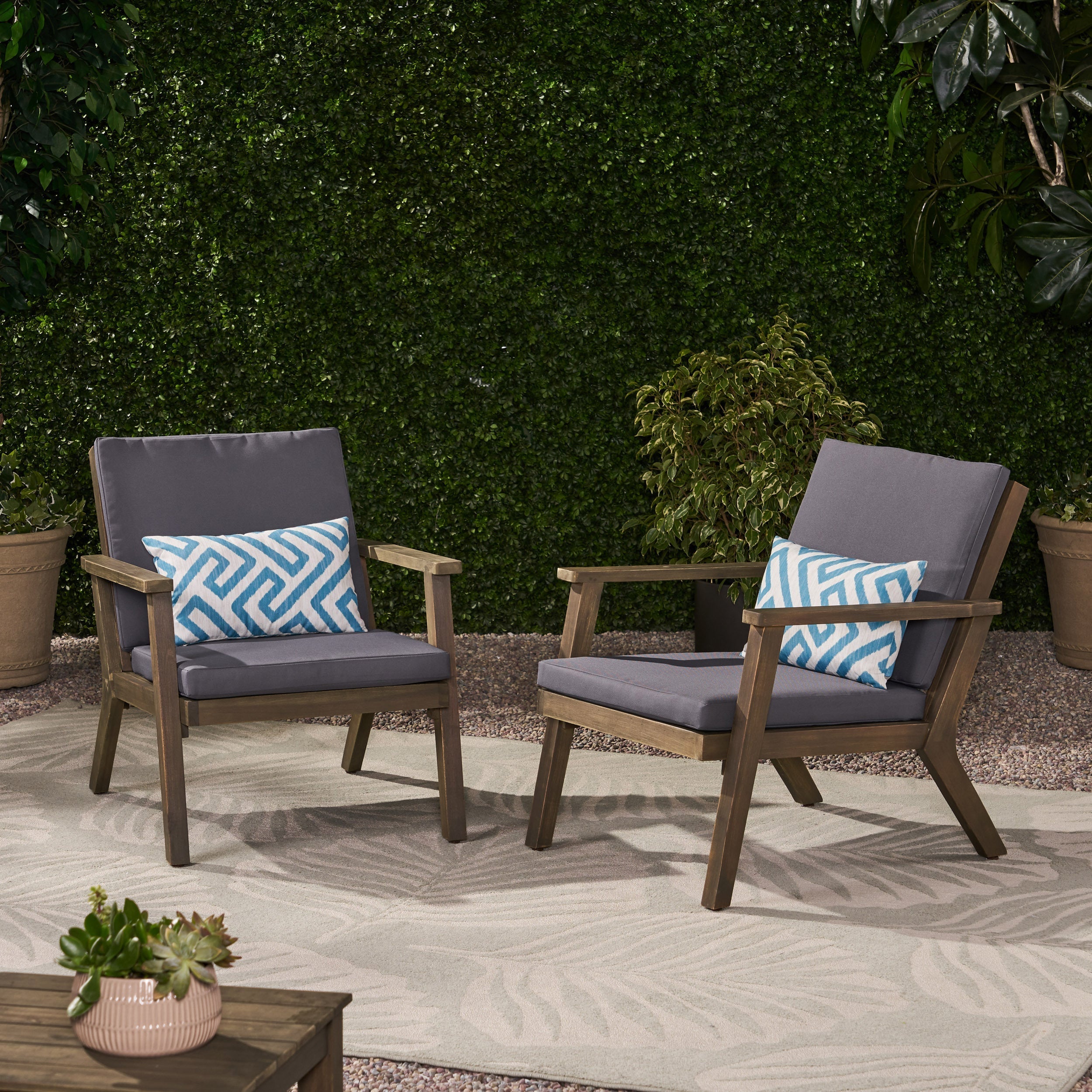Brixton Outdoor Club Chair with Cushion, Set of 2
