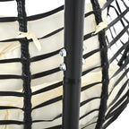 Foldable Rattan Egg Swing Chair with Iron Frame, Plush Cushion & Removable Headrest