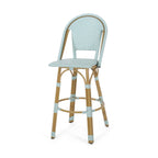 Callisto 29.5" Outdoor Rattan and Aluminum Bar Stool with Curved Back and Footrest