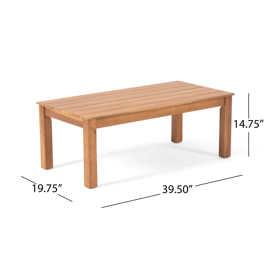 Brixton Outdoor Acacia Wood Loveseat and Coffee Table Set with Cushions