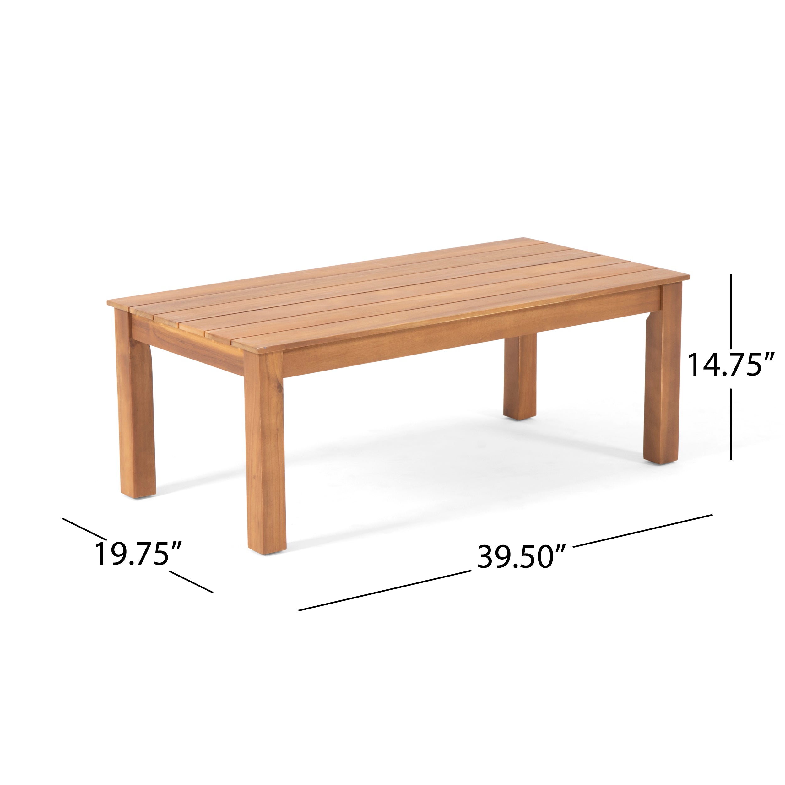 Brixton Outdoor Acacia Wood Loveseat and Coffee Table Set with Cushions