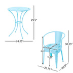 Pursuant 3-Piece Iron Bistro Set with Round Table and 2 Curved Back Chairs