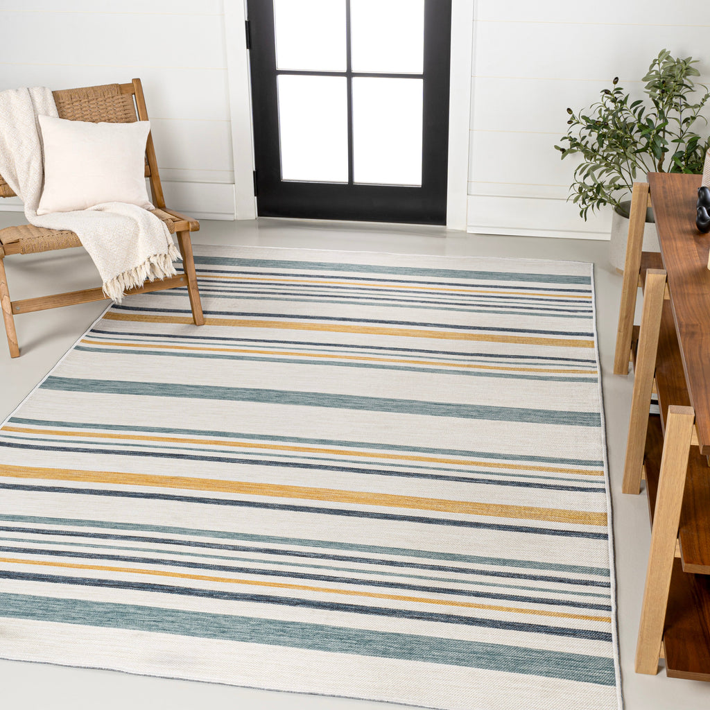 Janus Classic Coastal Ticking Stripe Reversible Machine-Washable Indoor/Outdoor Runner Rug