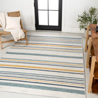 Janus Classic Coastal Ticking Stripe Reversible Machine-Washable Indoor/Outdoor Runner Rug