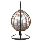 Foldable Rattan Egg Swing Chair with Iron Frame, Plush Cushion & Removable Headrest