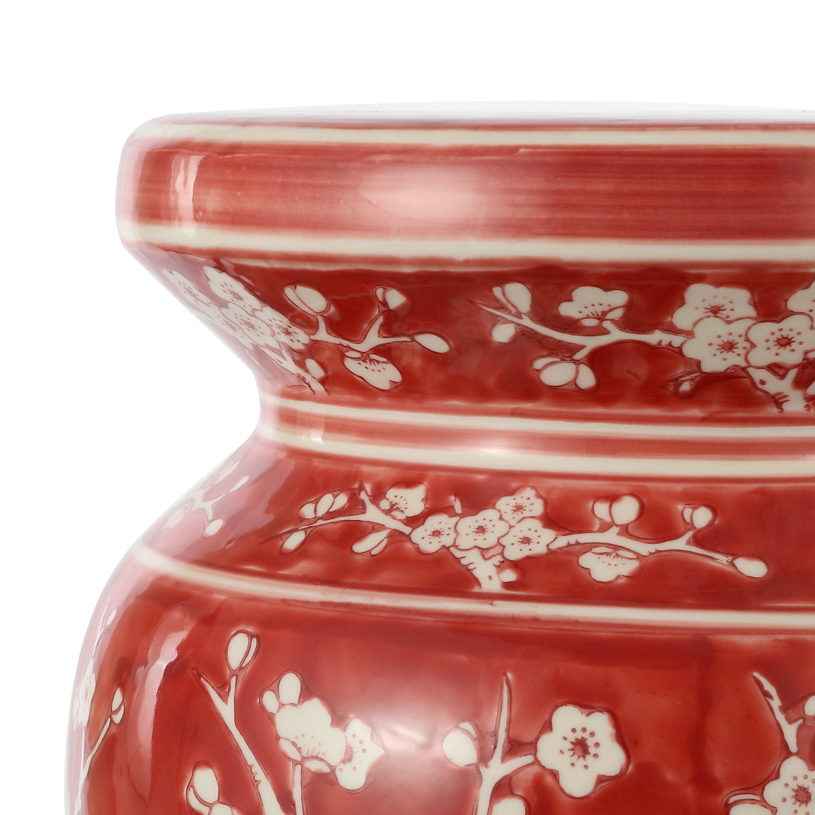 Cherry Blossom 17.75" Ceramic Garden Stool