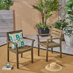Stamford Outdoor Acacia Wood Dining Chairs, Set of 2