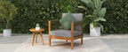 Azari Outdoor Acacia Wood Club Chair with Handwoven Rope Accents & Curved Backrest