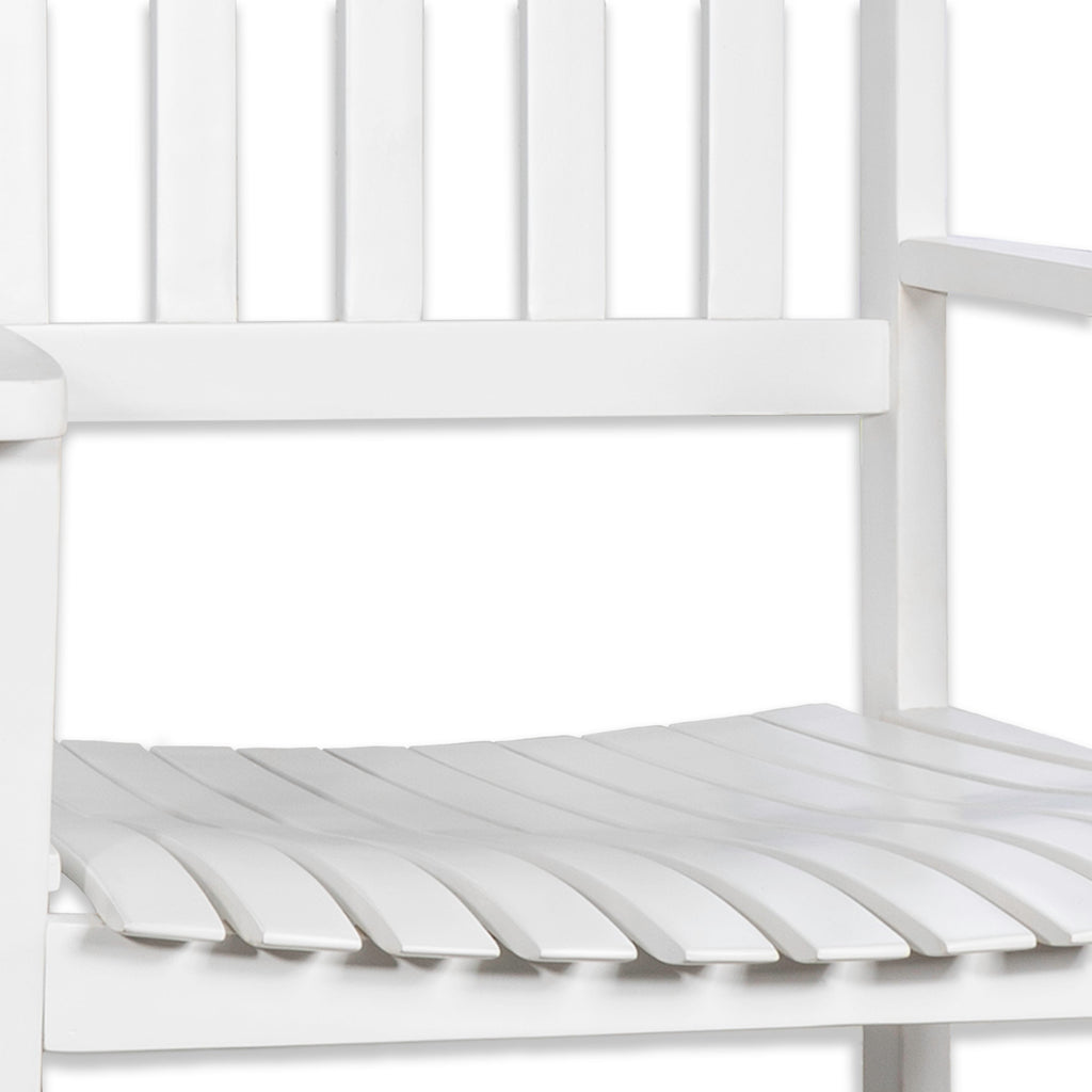 Seagrove Slat-Back Acacia Wood Outdoor Rocking Chair, White