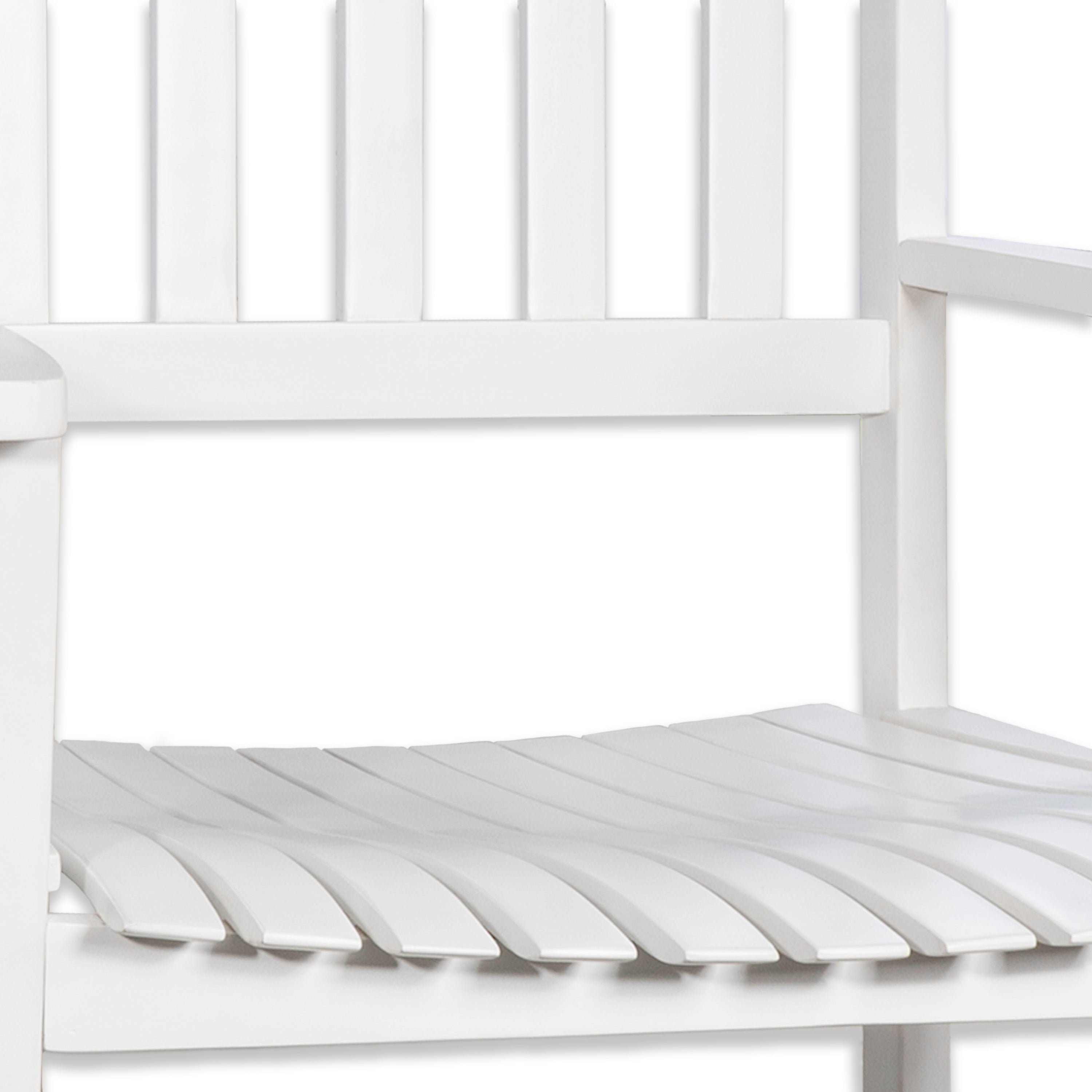 Seagrove Slat-Back Acacia Wood Outdoor Rocking Chair, White