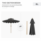9' Double Top Ruffled Patio Umbrella with Push Button Tilt and Crank