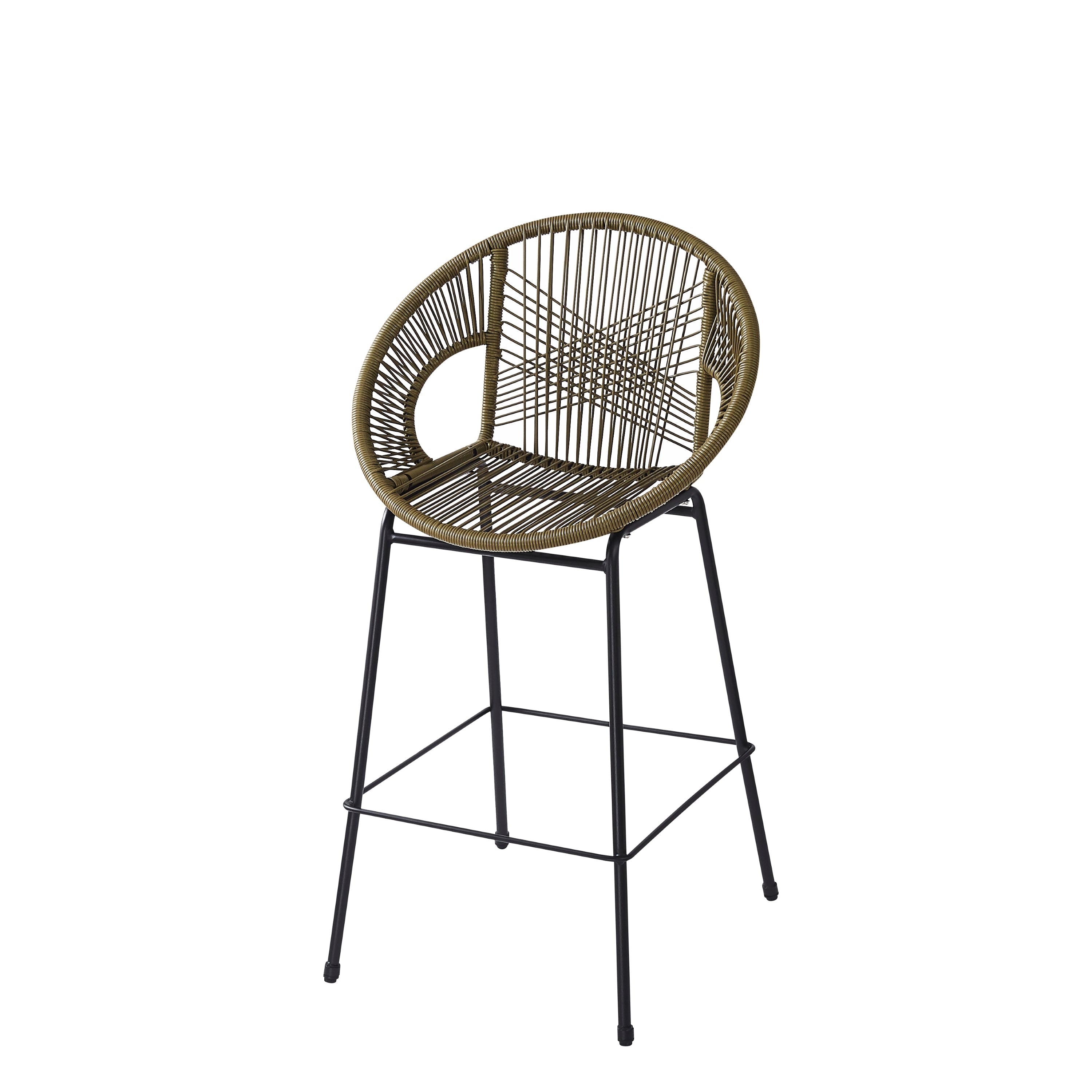 Entwined Outdoor Bar Stool with Ergonomic Design and Footrest, Set of 2