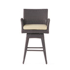 Liden Outdoor Modern PE Rattan Swivel Barstool with Tapered Legs