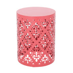 Spherical Outdoor Cylindrical End Table with Iron Cut Design