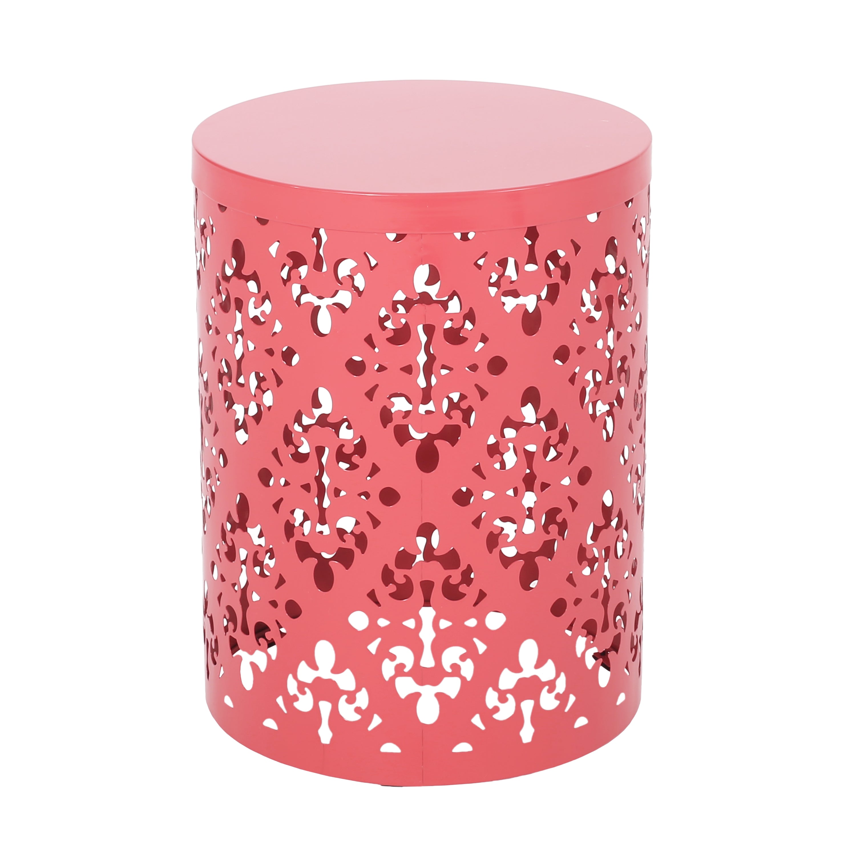 Spherical Outdoor Cylindrical End Table with Iron Cut Design