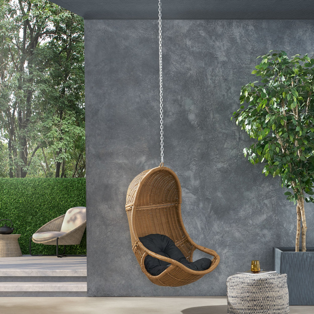 Berrien Outdoor/Indoor Wicker Hanging Swing Chair with 8-Foot Chain