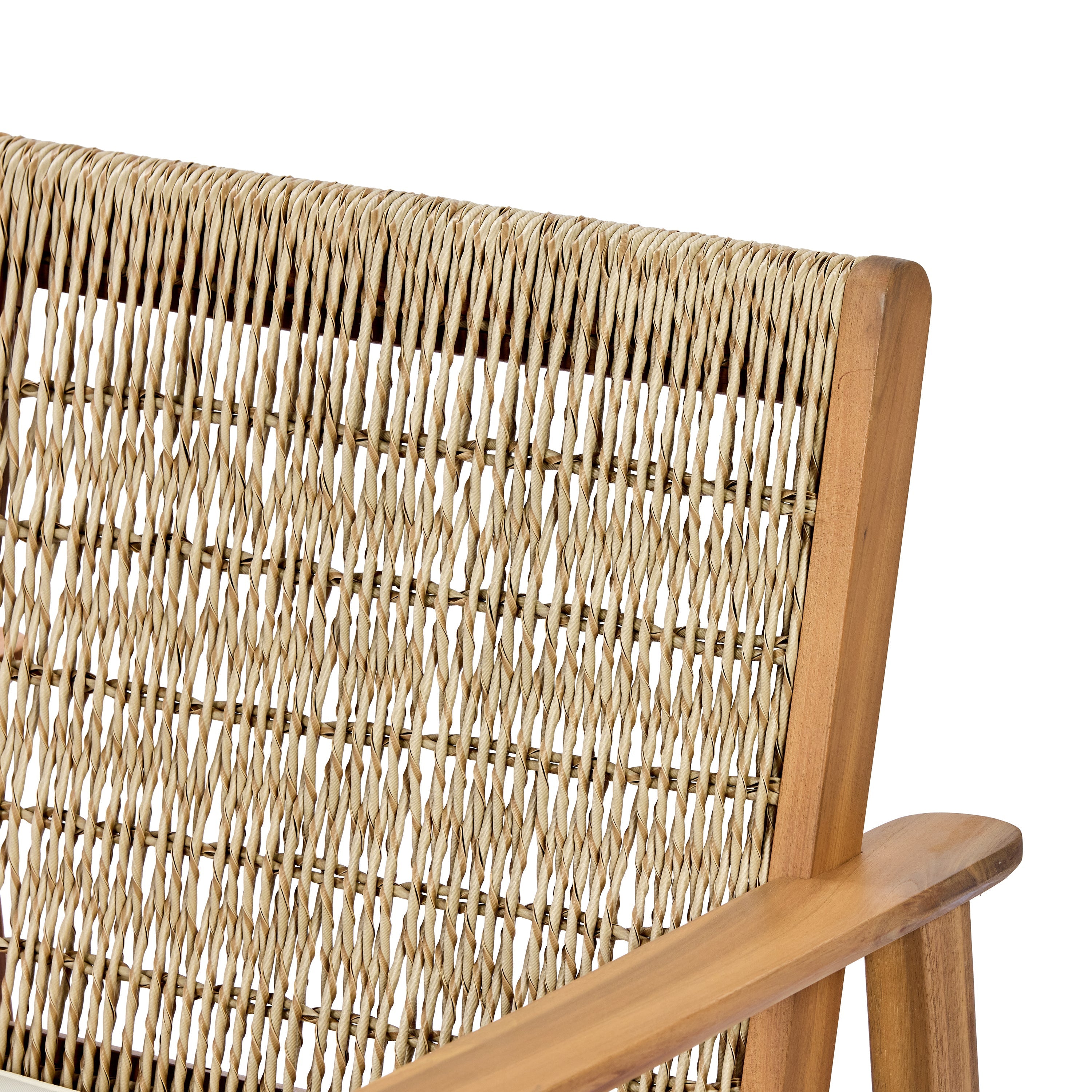 Miles Acacia Wood & Wicker Rattan Woven Dining Chairs, Set of 2