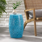 Ruby Outdoor Metal Lace Cutout Accent Table