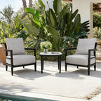 Mariner 3 Piece Outdoor Aluminum Club Chair Chat Set with Sunbrella Cushions