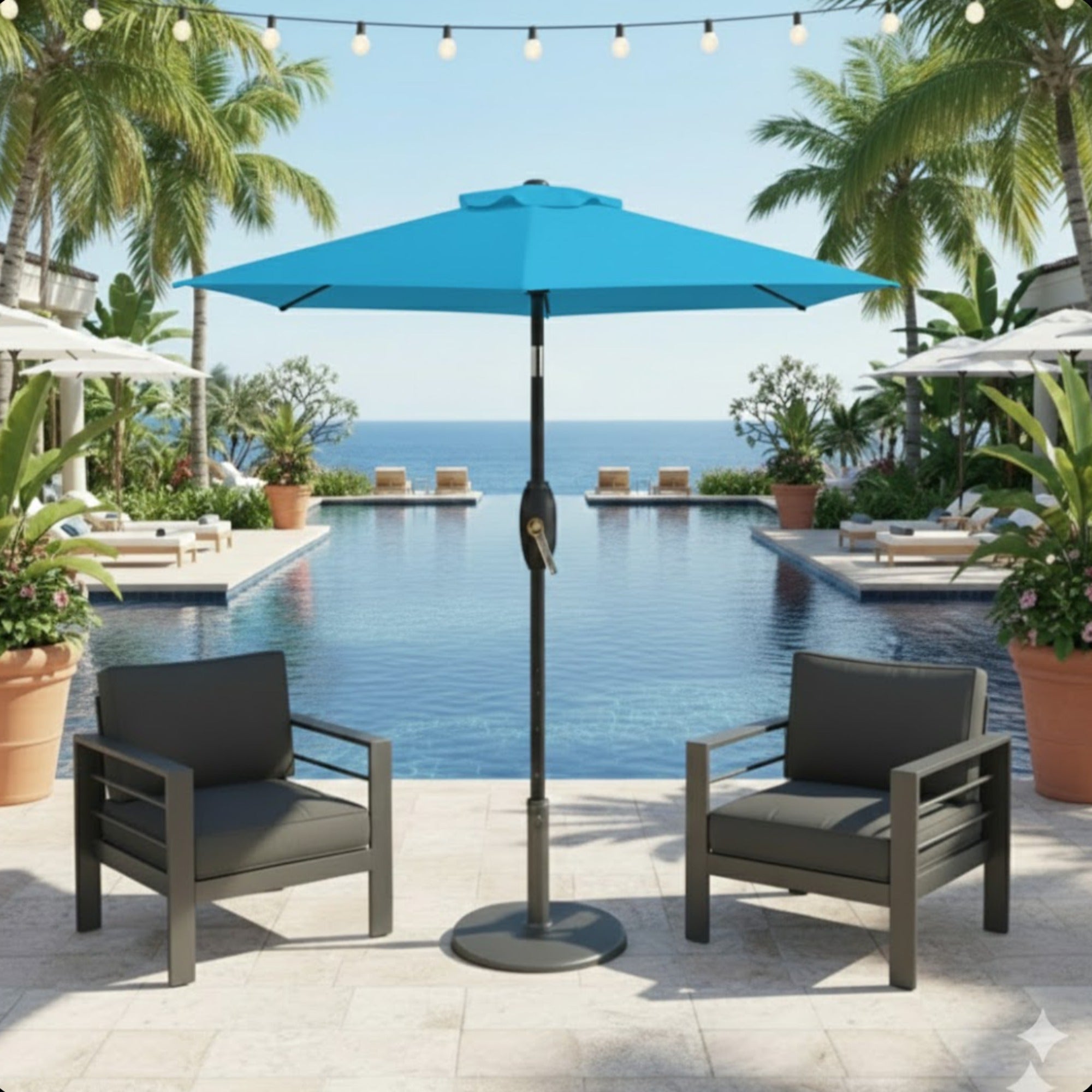 7.5 Feet Market Umbrella with Crank Lift & Tilt, Base Not Included