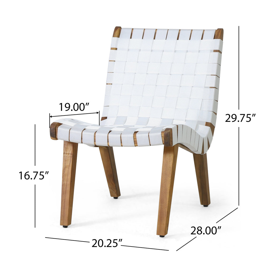 Delights Outdoor Lounge Chair with Rope Weave Design and Wood Frame, Set of 2