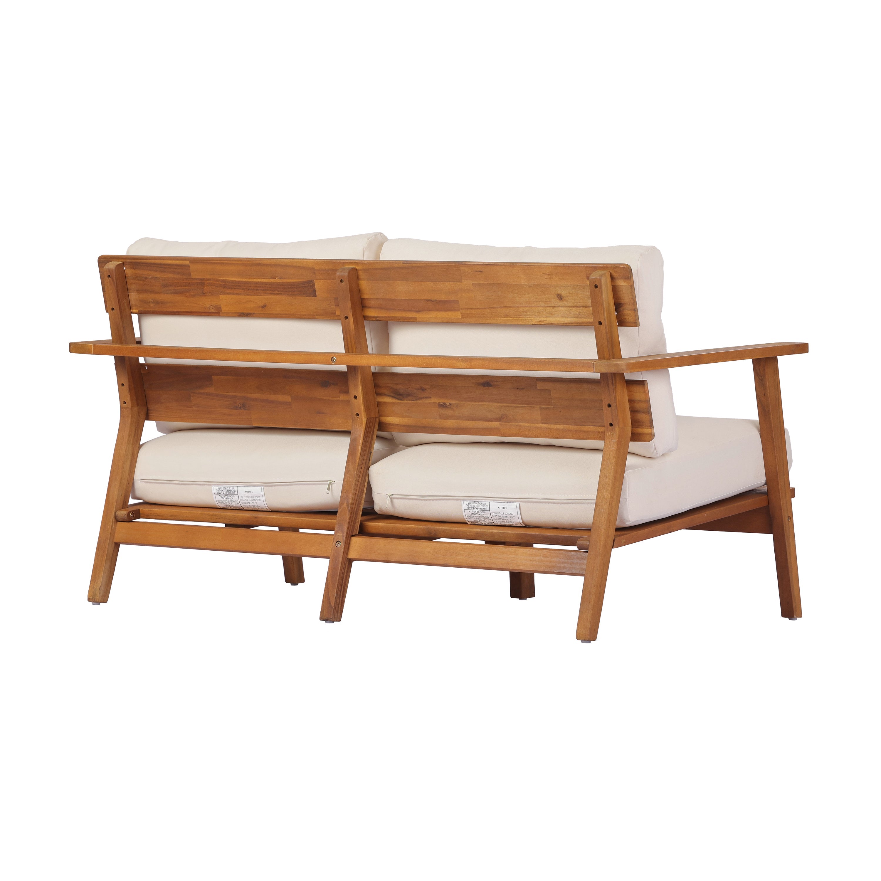 Mid-Century Modern 2-Piece Acacia Wood Outdoor Patio Set