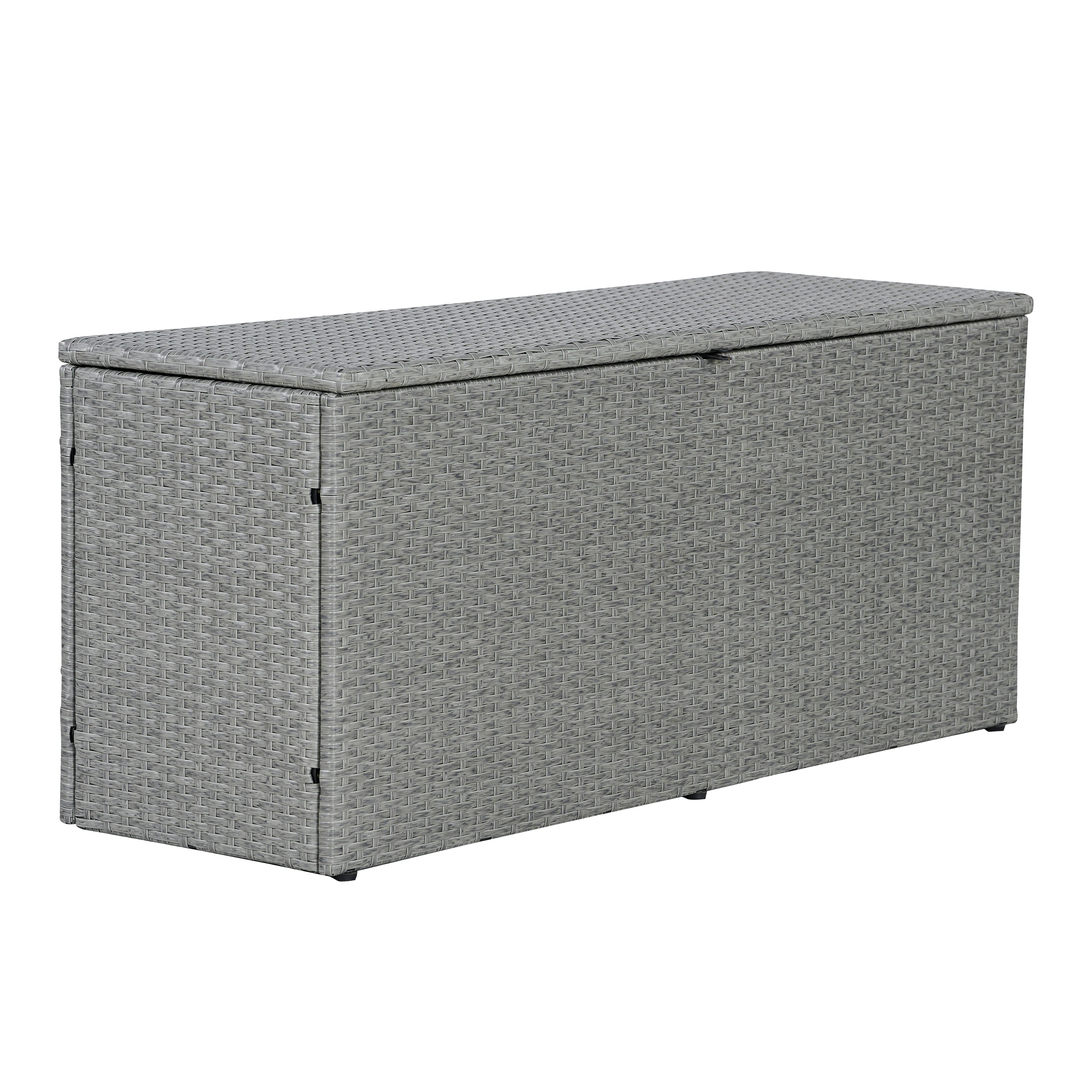 Nino Modern Minimalist Outdoor Faux Wicker Deck and Patio Storage Box