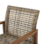 Hampton Outdoor Rattan & Acacia Wood Wicker Club Chairs, Set of 2