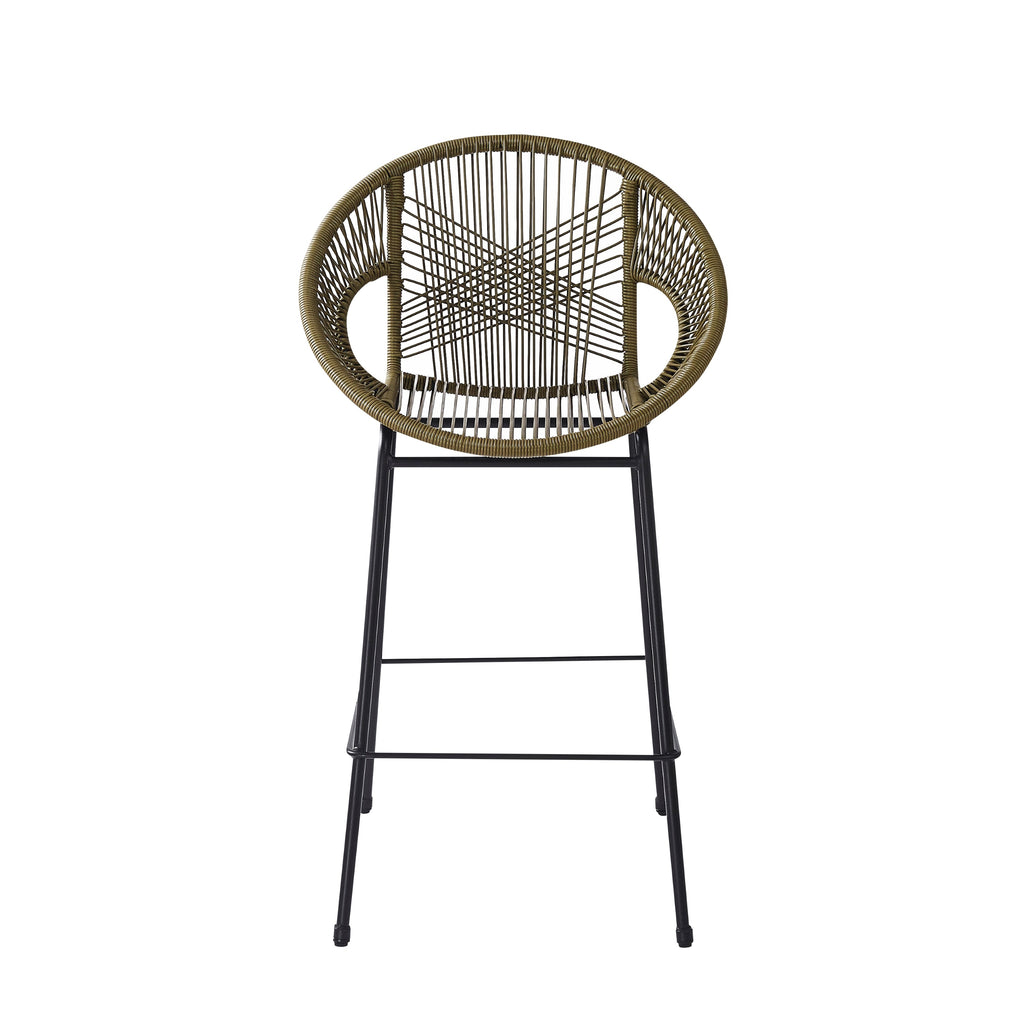 Entwined Outdoor Bar Stool with Ergonomic Design and Footrest, Set of 2