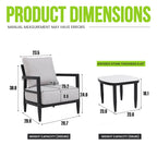 Mariner 3 Piece Outdoor Aluminum Club Chair Chat Set with Sunbrella Cushions