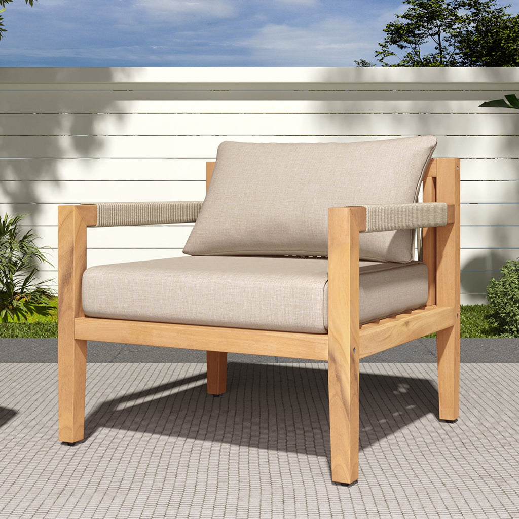 Driftwood Bay Acacia Wood & Beige Rope Outdoor Leisure Chair
