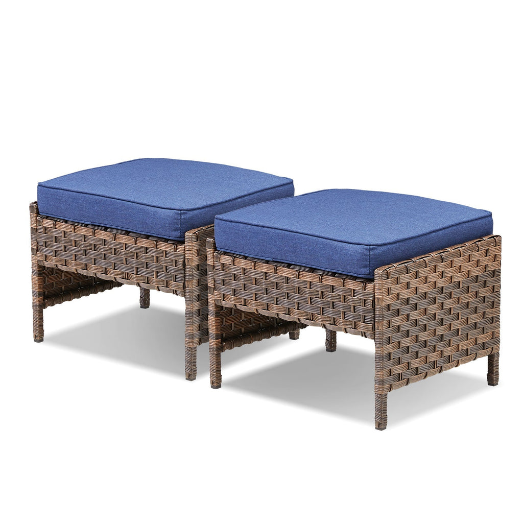 Marlowe Wicker Outdoor Ottomans, Set of 2
