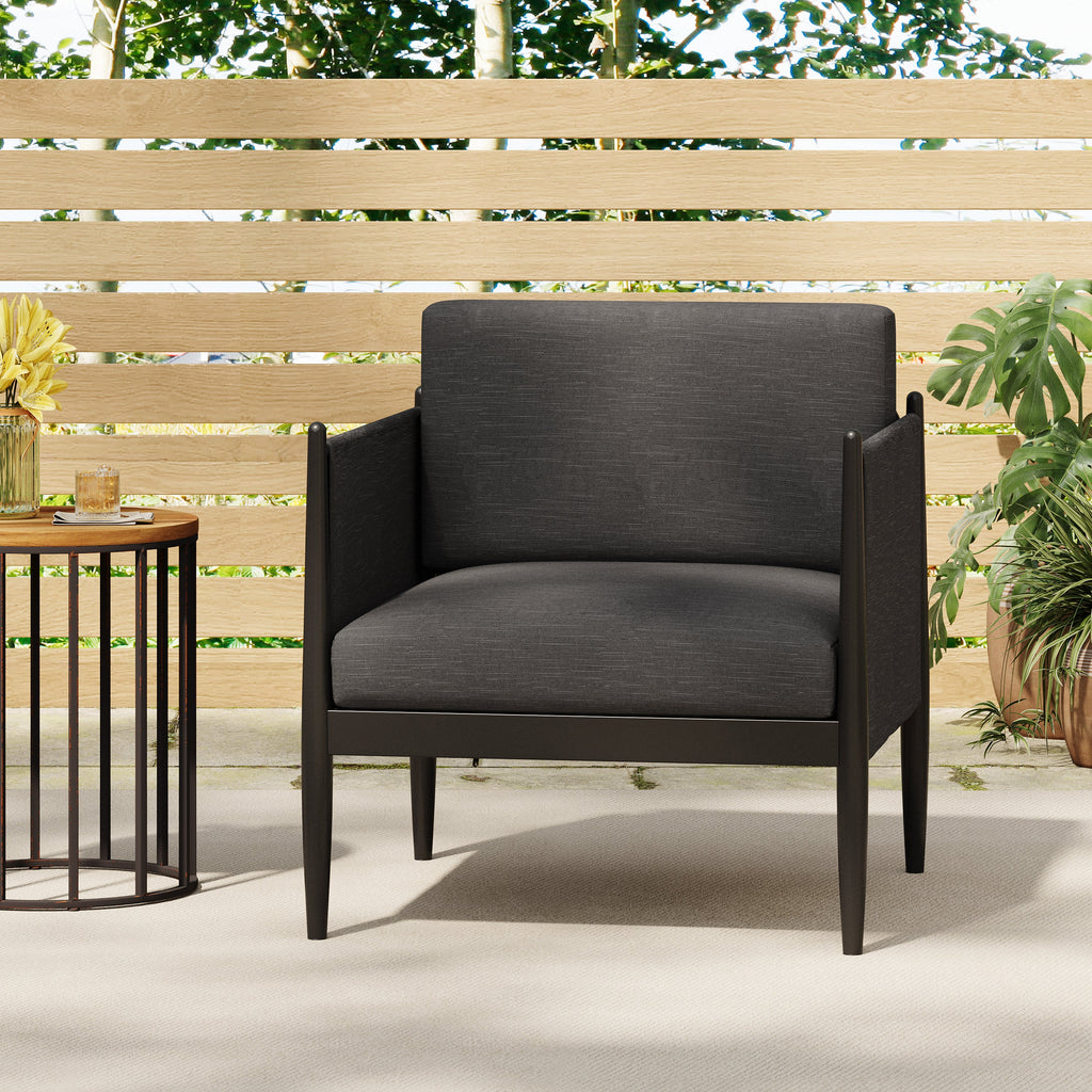 Outdoor Club Chair with Tapered Legs and Back Cushion