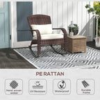 Outdoor Wicker Adirondack Rocking Chair with High Back & Seat Cushion