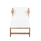 Retro Acacia Wood Outdoor Sunlounge with Wheels & 3-Position Backrest