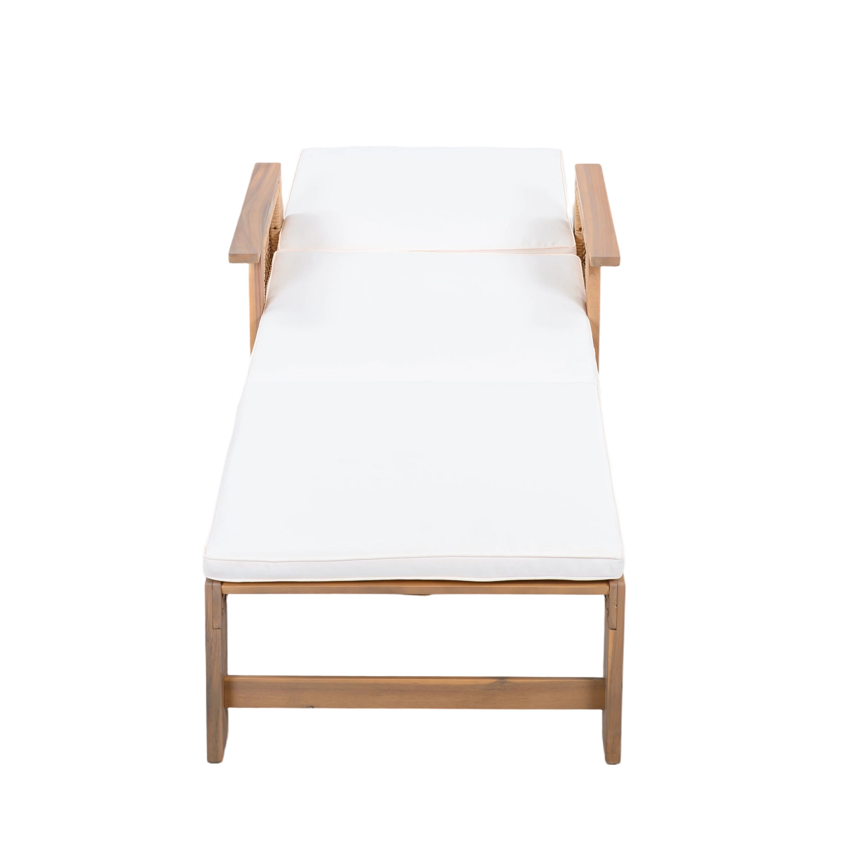 Retro Acacia Wood Outdoor Sunlounge with Wheels & 3-Position Backrest