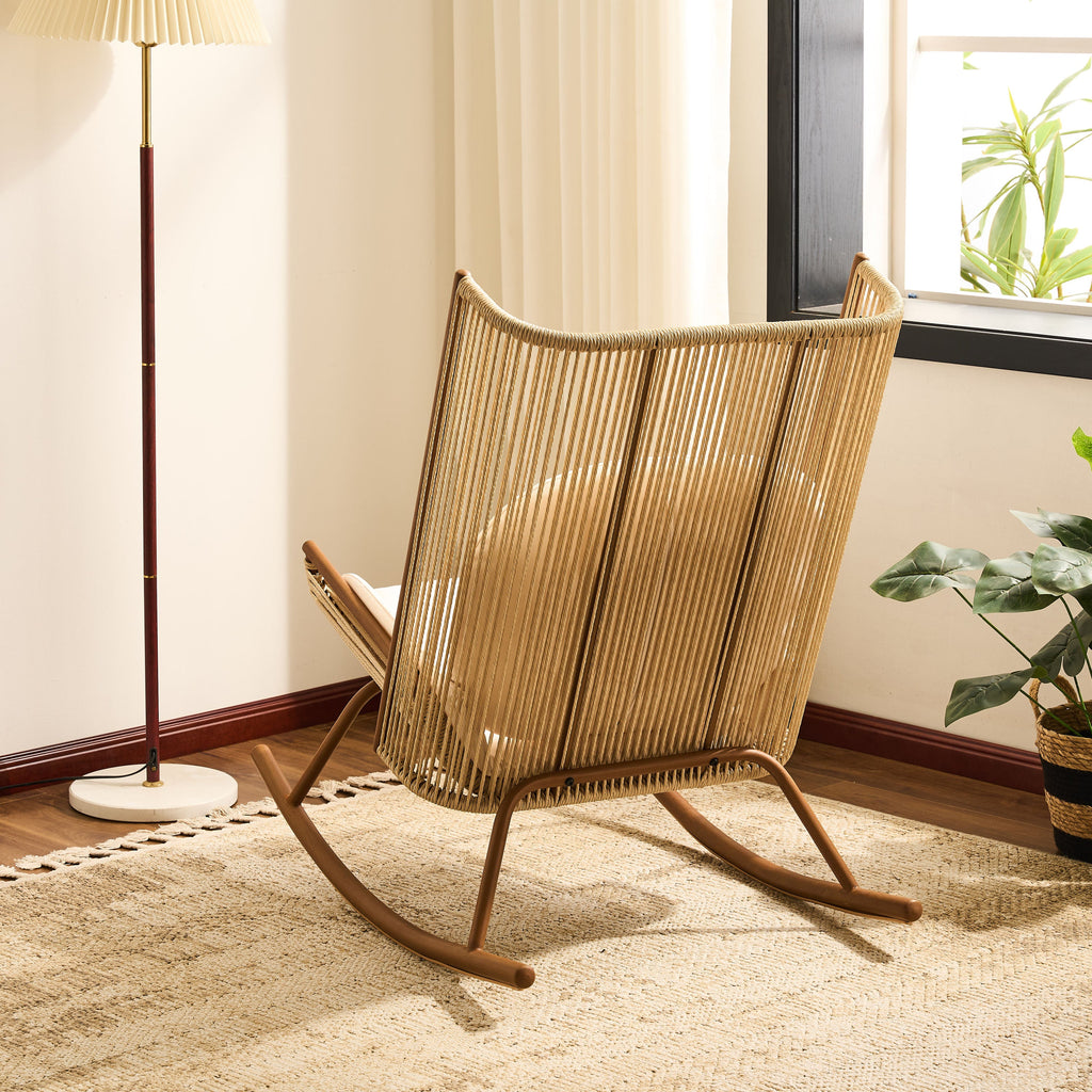 High Square Back Modern Outdoor Rocking Chair