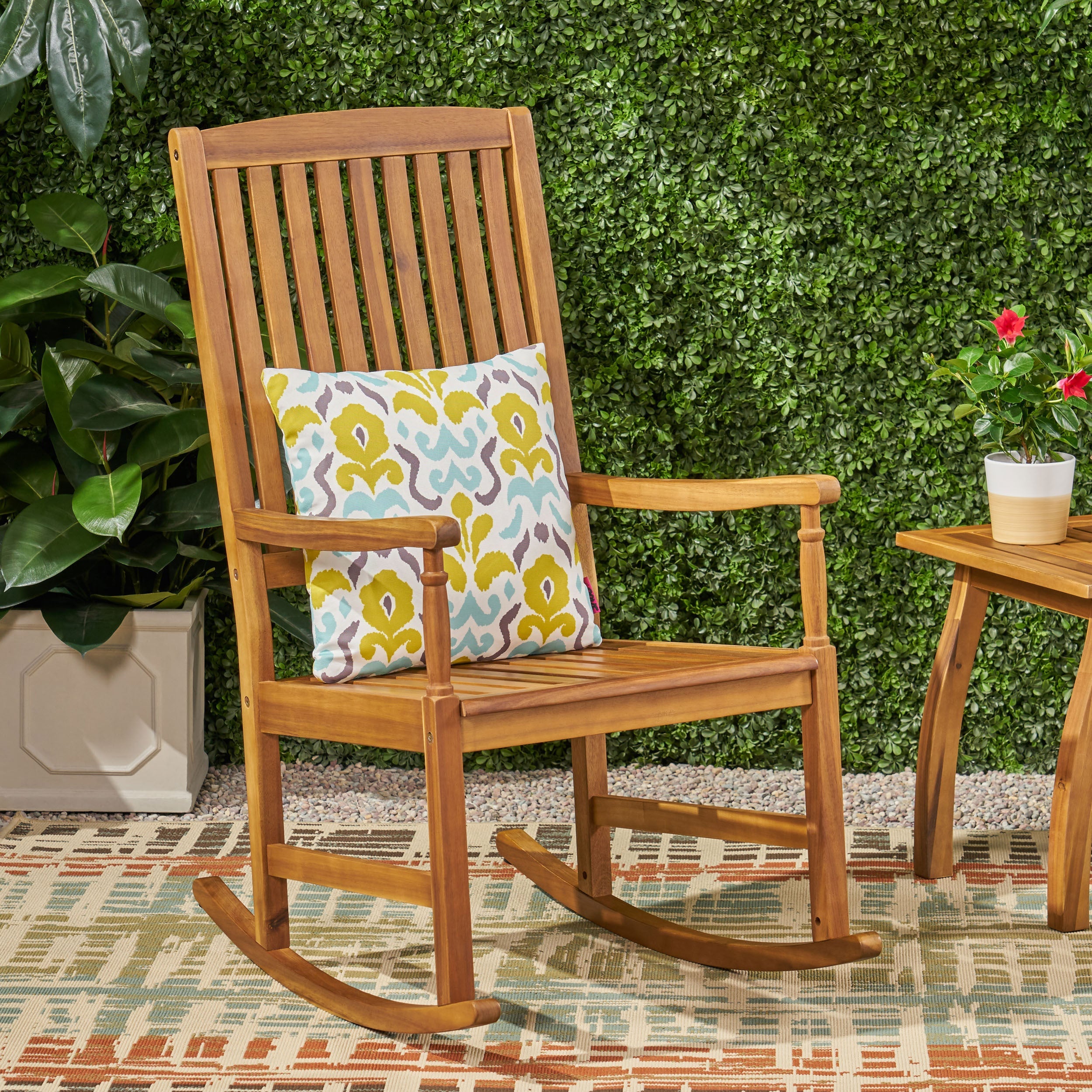 Muse Outdoor Acacia Rocking Chair with Slat Design