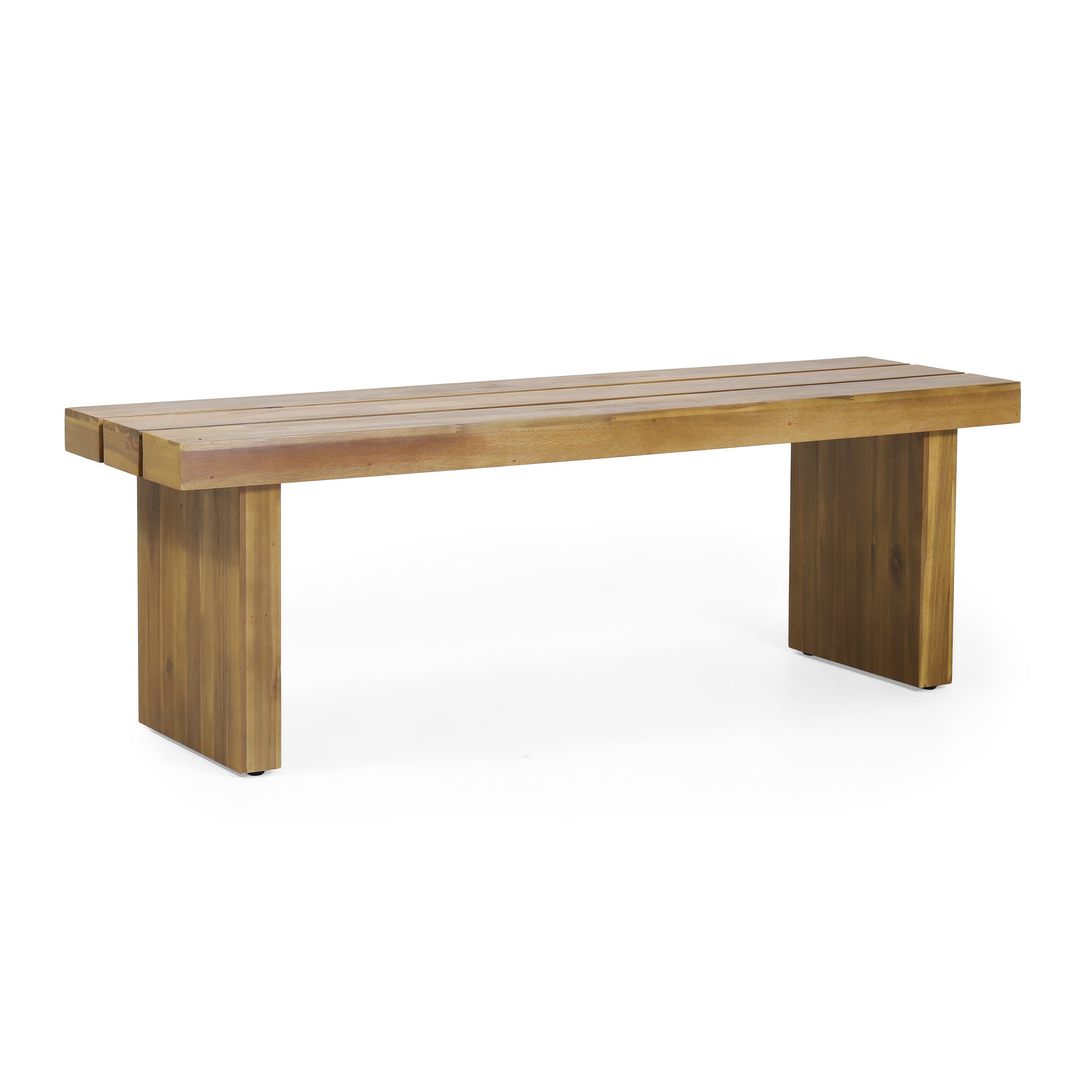 Outdoor Bench with Slat Top and Block Leg