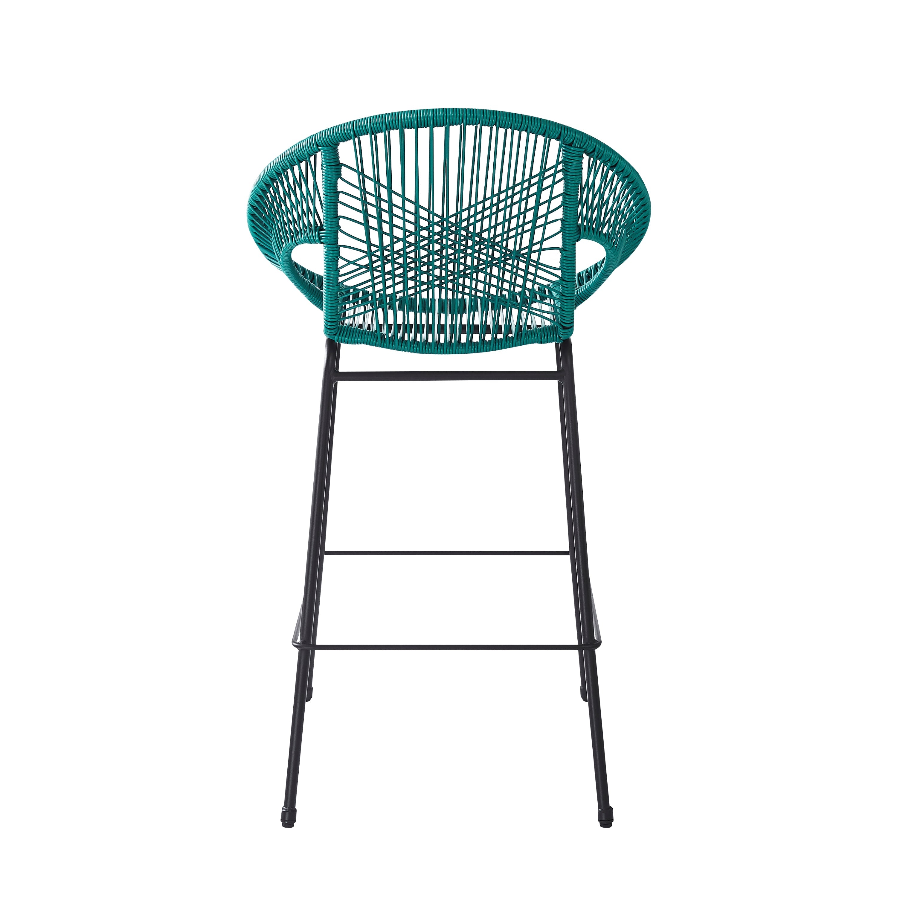 Entwined Outdoor Bar Stool with Ergonomic Design and Footrest, Set of 2