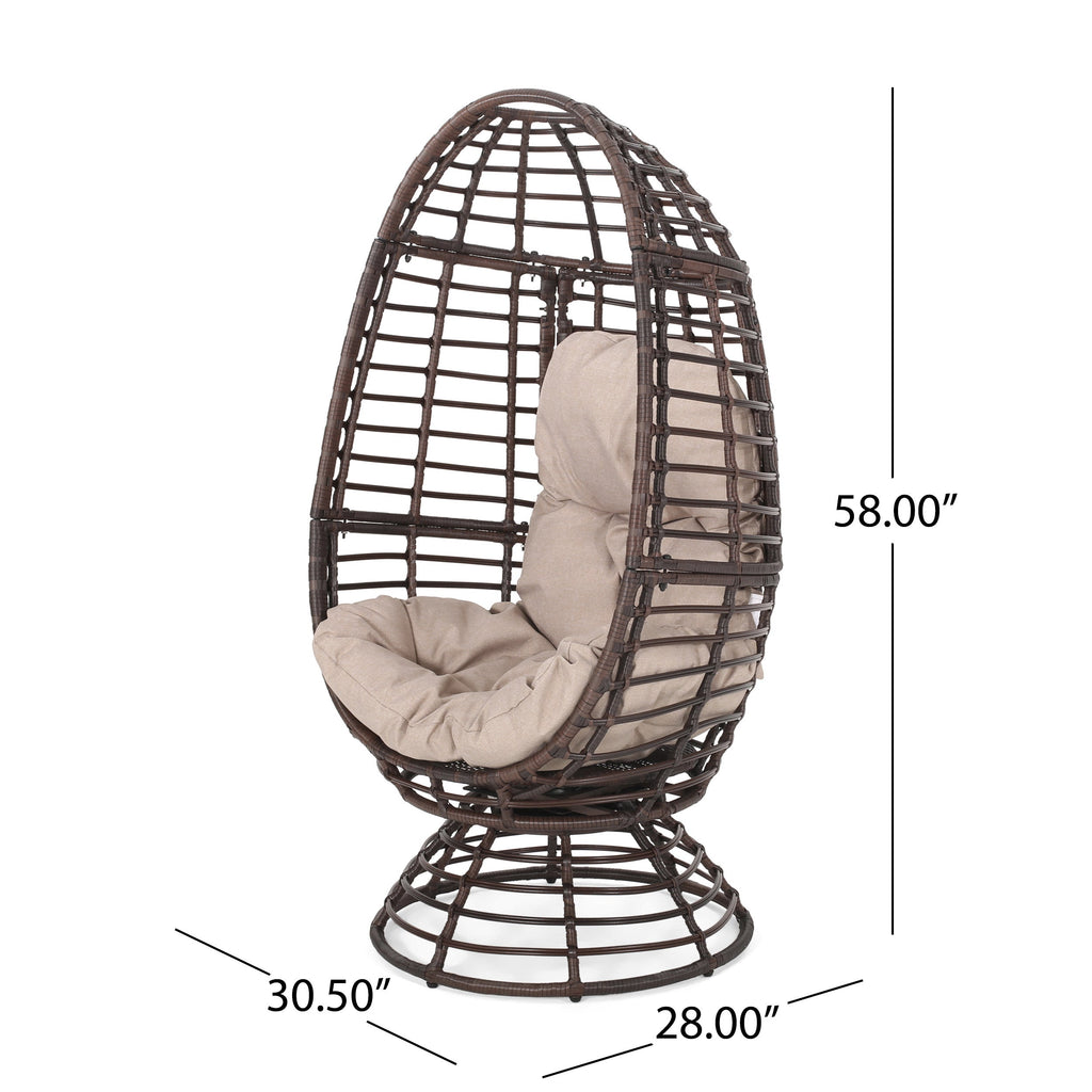 Lazulite Outdoor Egg Chair with Water-Resistant Cushion and Swivel Function