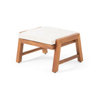 Brixton Acacia Wood Outdoor Ottomans with Cushion, Set of 2