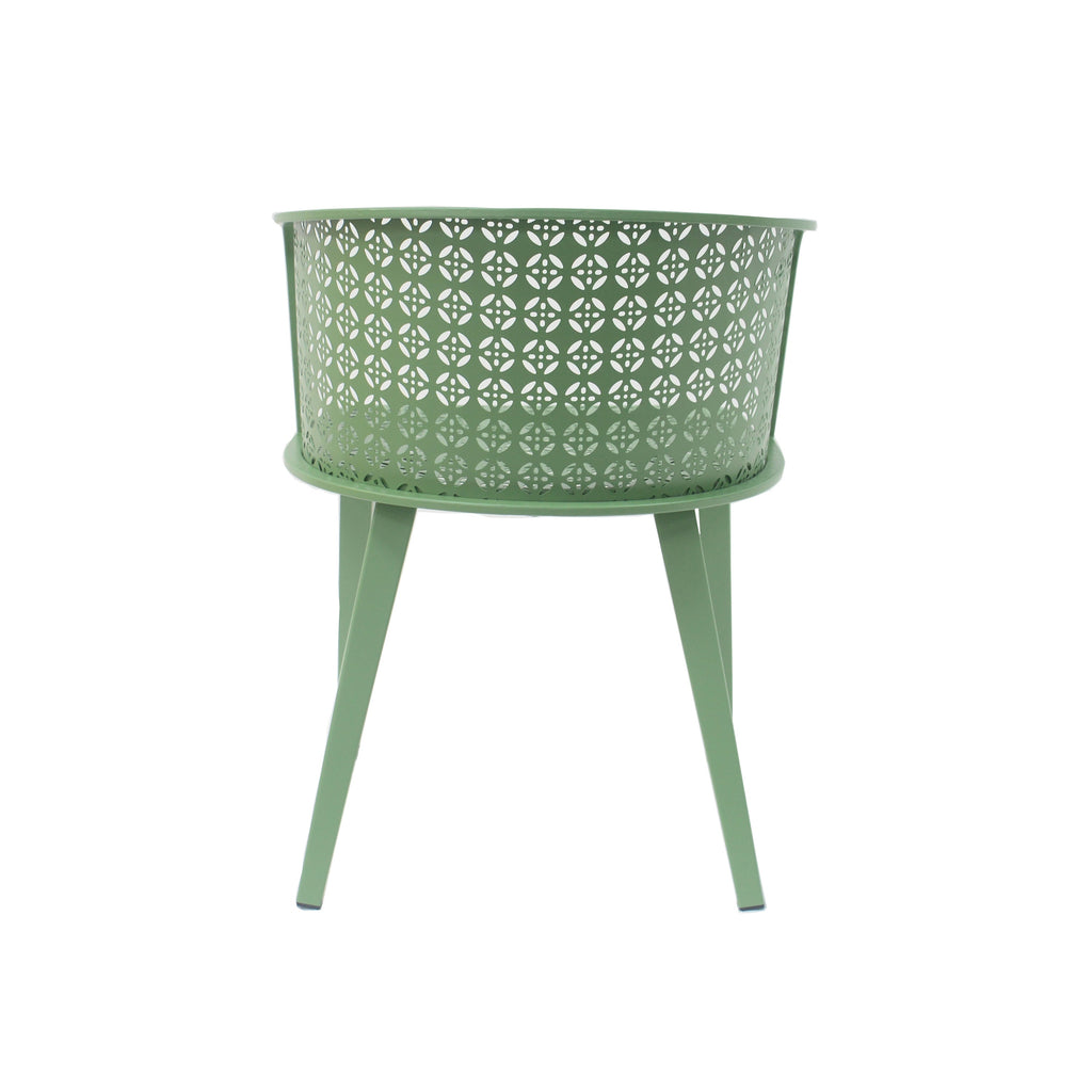 Rejoiced Outdoor Dining Chair with Geometric Lattice Design and Curved Back, Set of 2