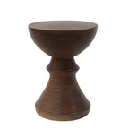 Outdoor Ribbed Concrete Side Table with Hourglass Design