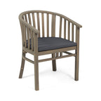 Venerable Outdoor Dining Chair with Slatted Back and Cushion Seat, Set of 2